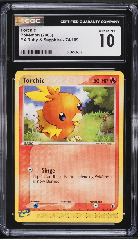 2003 Pokemon EX Ruby & Sapphire Torchic #74 CGC 10 GEM MINT