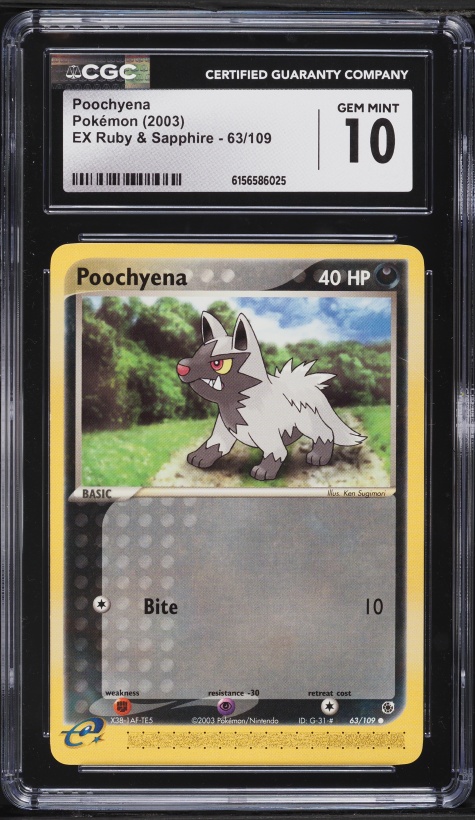 2003 Pokemon EX Ruby & Sapphire Poochyena #63 CGC 10 GEM MINT