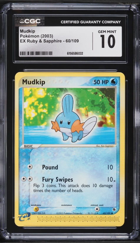 2003 Pokemon EX Ruby & Sapphire Mudkip #60 CGC 10 GEM MINT