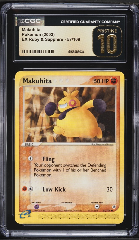 2003 Pokemon EX Ruby & Sapphire Makuhita #57 CGC 10 PRISTINE