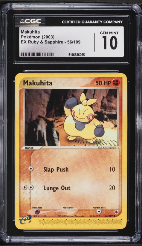 2003 Pokemon EX Ruby & Sapphire Makuhita #56 CGC 10 GEM MINT