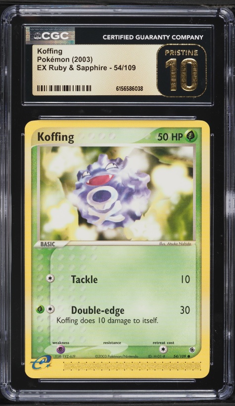 2003 Pokemon EX Ruby & Sapphire Koffing #54 CGC 10 PRISTINE