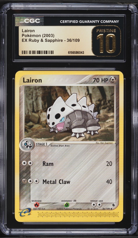 2003 Pokemon EX Ruby & Sapphire Reverse Holo Lairon #37 CGC 8.5 NM-MT+ on Fanatics Collect 2003 Pokemon EX Ruby & Sapphire Reverse Holo Lairon #37 CGC 8.5 NM-MT+ on Fanatics Collect