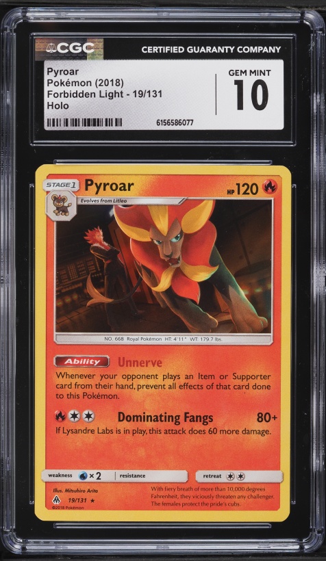 2018 Pokemon Forbidden Light Holo Pyroar #19 CGC 10 GEM MINT