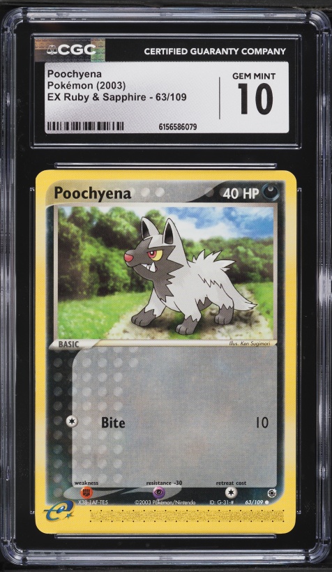 2003 Pokemon EX Ruby & Sapphire Poochyena #63 CGC 10 GEM MINT