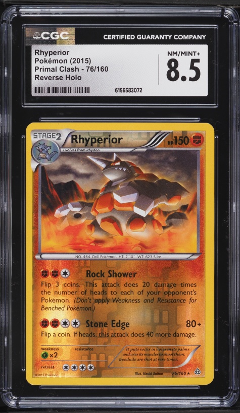2015 Pokemon Primal Clash Reverse Holo Rhyperior #76 CGC 8.5 NM-MT+