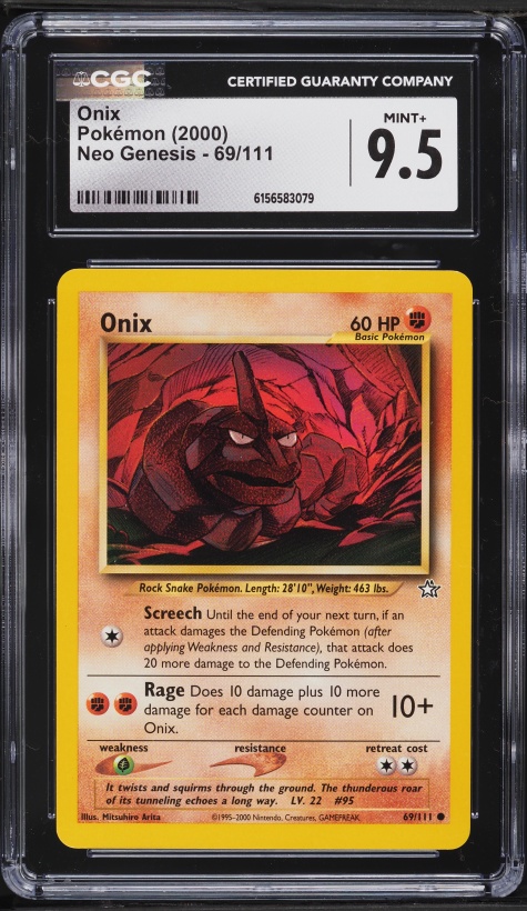 2000 Pokemon Neo Genesis Onix #69 CGC 9.5 MINT+