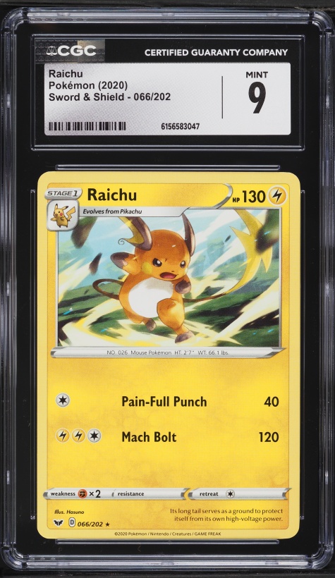 2020 Pokemon Sword & Shield Raichu #66 CGC 9 MINT