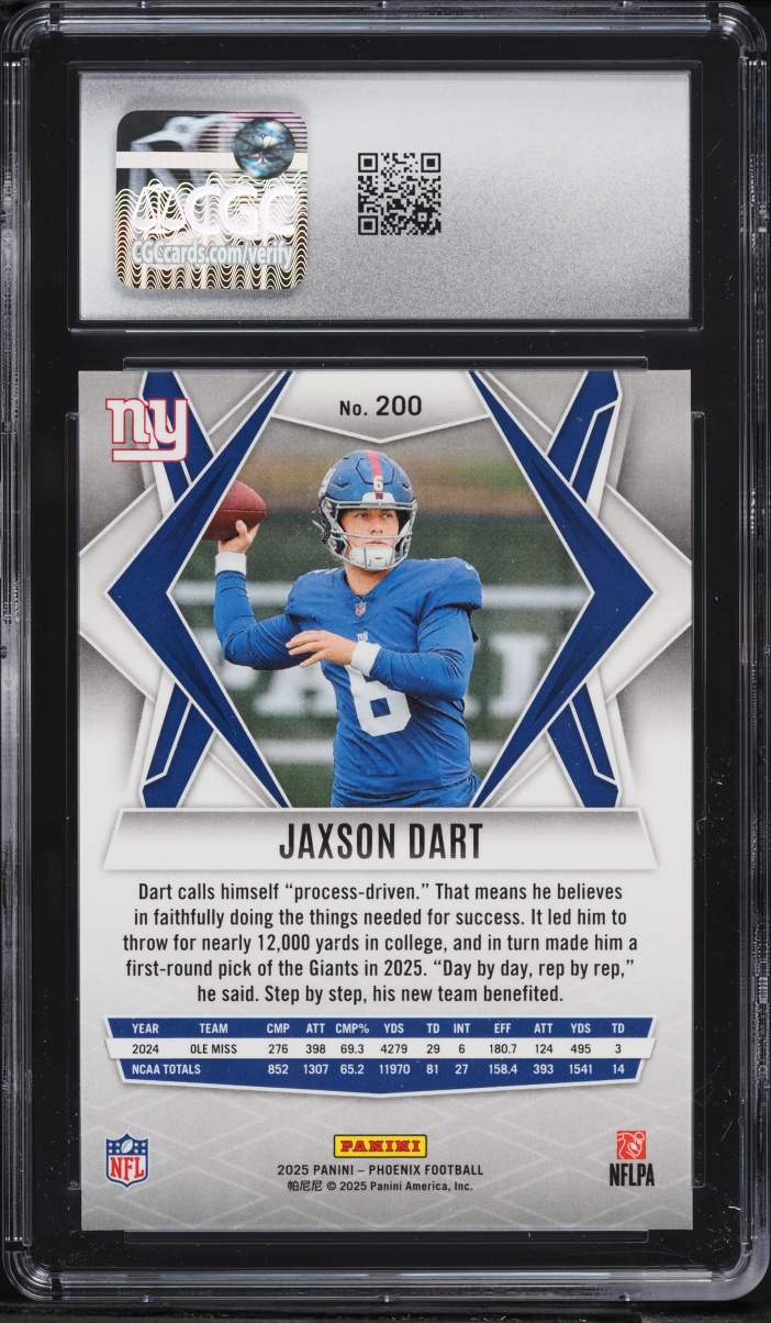 2025 Panini Phoenix Silver Lazer Jaxson Dart ROOKIE #200 CGC 9 MINT