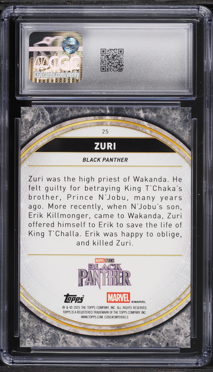 2026 Topps Marvel The Collector MCU Perfection Zuri /100 #25 CGC 8 NM-MT