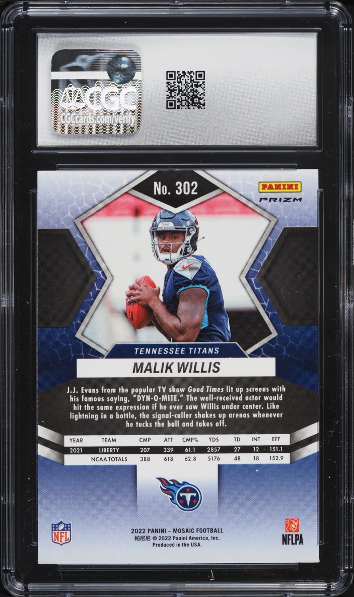2022 Panini Mosaic Honeycomb Malik Willis ROOKIE #302 CGC 10 GEM MINT