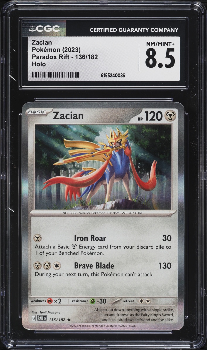 2023 Pokemon Scarlet & Violet Paradox Rift Holo Zacian #136 CGC 8.5 NM-MT+