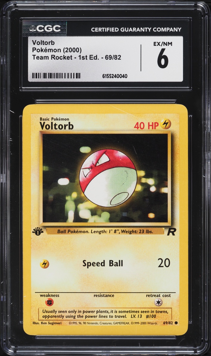 2000 Pokemon Team Rocket 1st Edition Voltorb #69 CGC 6 EXMT