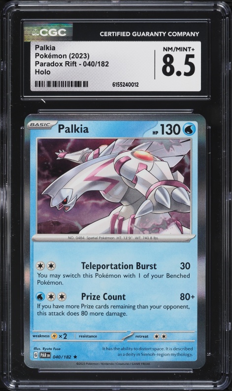 2023 Pokemon Scarlet & Violet Paradox Rift Holo Palkia #40 CGC 8.5 NM-MT+