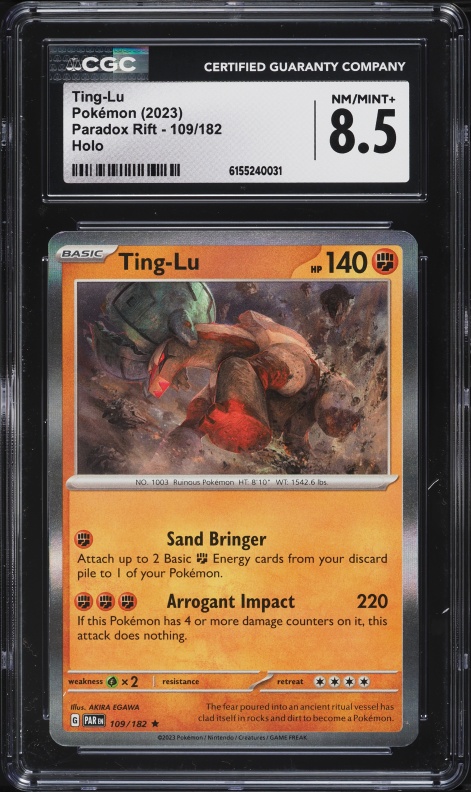 2023 Pokemon Scarlet & Violet Paradox Rift Holo Ting-Lu #109 CGC 8.5 NM-MT+