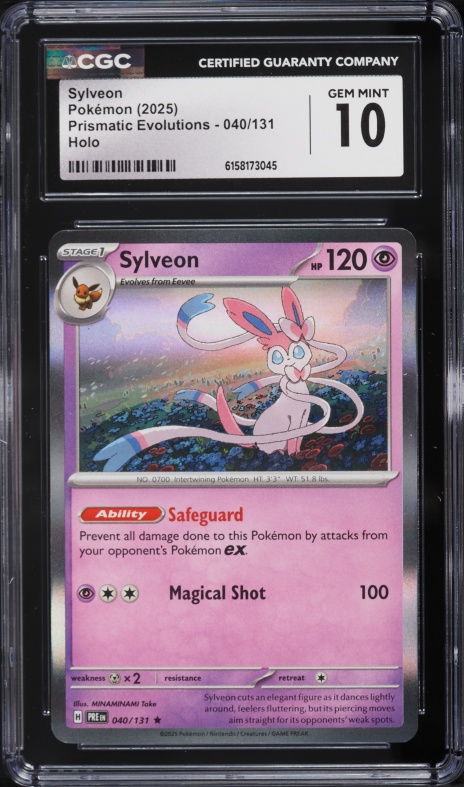 2025 Pokemon Scarlet & Violet Prismatic Evolutions Holo Sylveon #40 CGC 10 GEM MINT