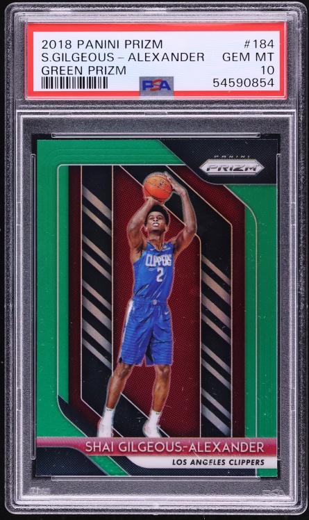 2018 Panini Prizm Green Shai Gilgeous-Alexander ROOKIE #184 PSA 10 GEM MINT