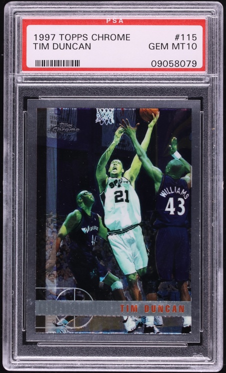 1997 Topps Chrome Tim Duncan ROOKIE #115 PSA 10 GEM MINT