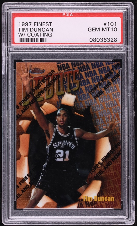1997 Finest Basketball w/ Coating Tim Duncan ROOKIE #101 PSA 10 GEM MINT