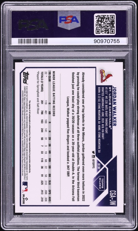 2023 Topps Chrome Gilded Collection Gold Etch Red Jordan Walker ROOKIE AUTO 1/5 #CGA-JW PSA 10