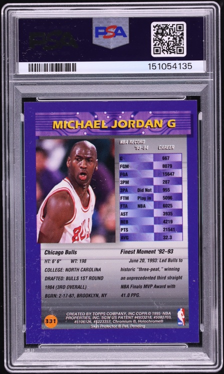 1994 Finest Basketball w/ Coating Michael Jordan #331 PSA 9 MINT