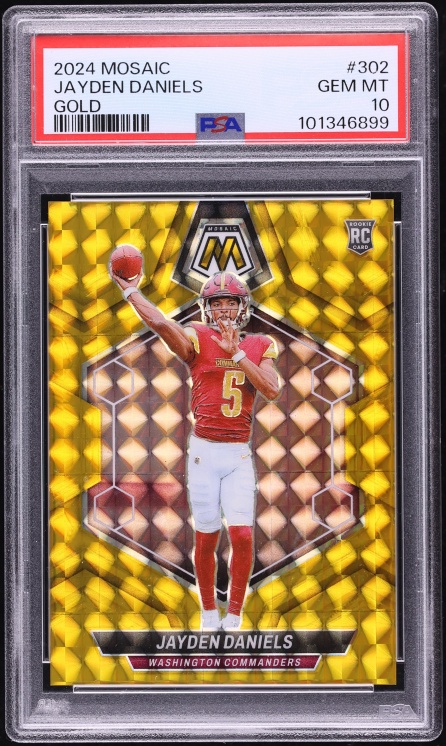 2024 Panini Mosaic Gold Jayden Daniels ROOKIE /10 #302 PSA 10 GEM MINT