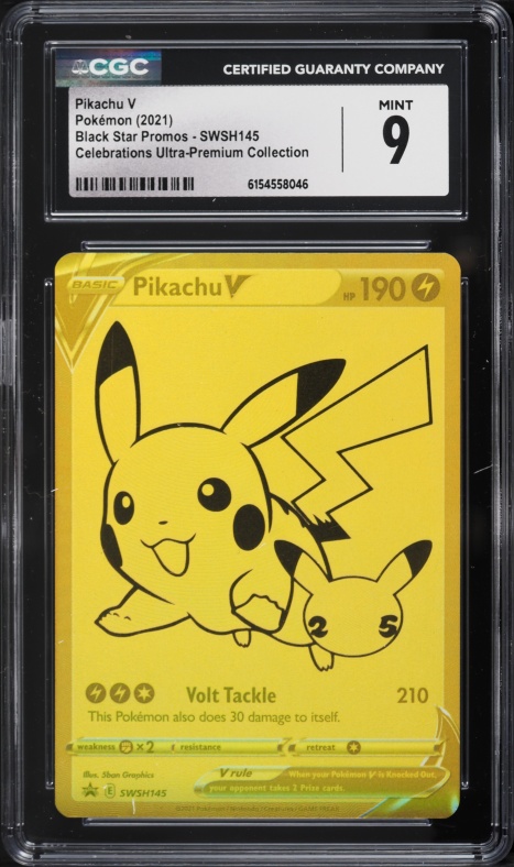 2021 Pokemon SWSH Promo Celebrations Ultra Premium Full Art Pikachu V #SWSH145 CGC 9 MINT