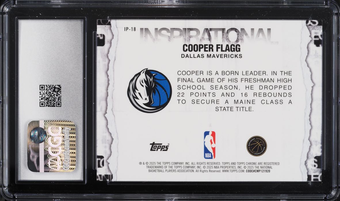 2025 Topps Chrome Inspirational Cooper Flagg ROOKIE #IP-18 CGC 10 GEM MINT