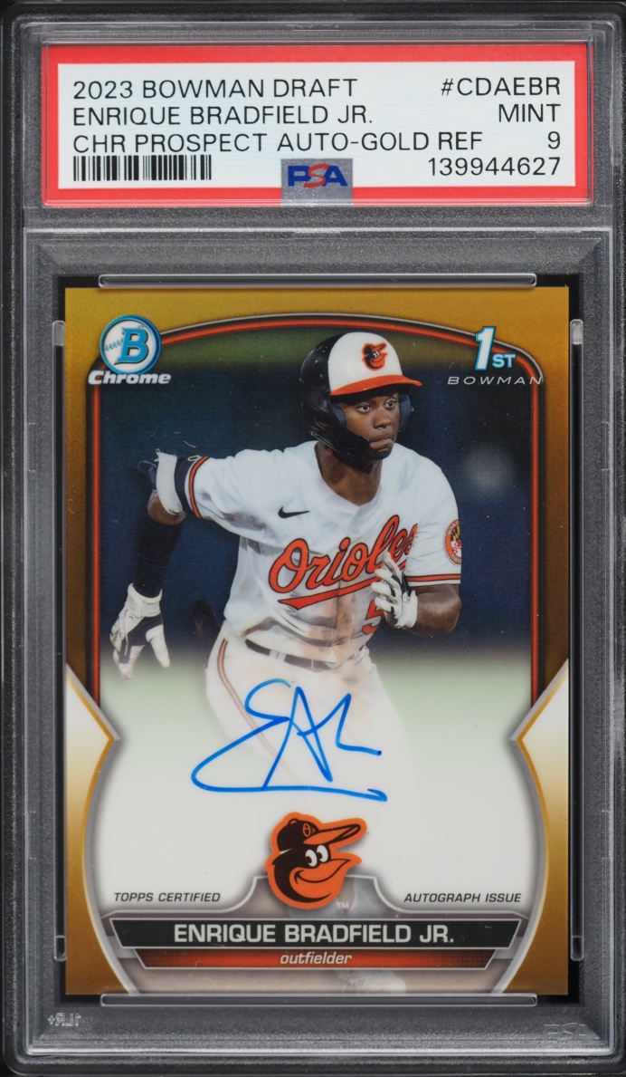 2023 Bowman Chrome Draft Gold Refractor Enrique Bradfield Jr. PROSPECT AUTO /50 PSA 9 MINT