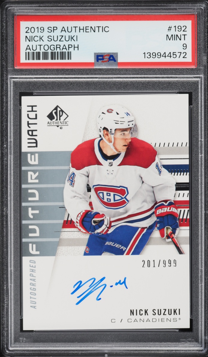 2019 SP Authentic Nick Suzuki ROOKIE AUTO /999 #192 PSA 9 MINT
