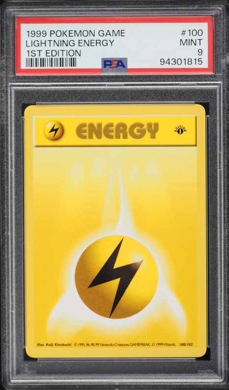 1999 Pokemon Base Set Shadowless 1st Edition Lightning Energy #100 PSA 9 MINT