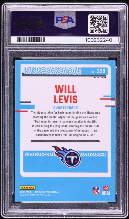 2023 Donruss Optic Blue Scope Prizm Will Levis ROOKIE #298 PSA 9 MINT
