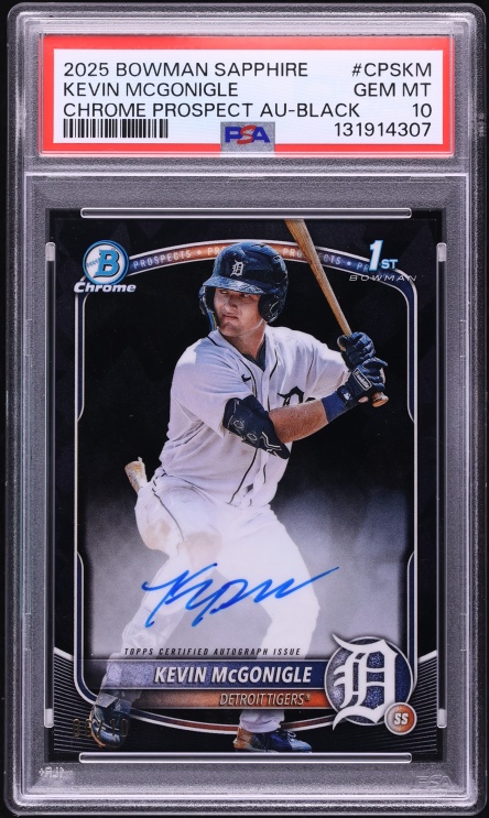 2025 Bowman Chrome Sapphire Edition Black Kevin McGonigle PROSPECT AUTO #CPS-KM PSA 10 GEM MINT