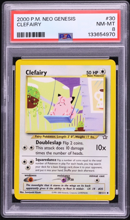 2000 Pokemon Neo Genesis Clefairy #30 PSA 8 NM-MT