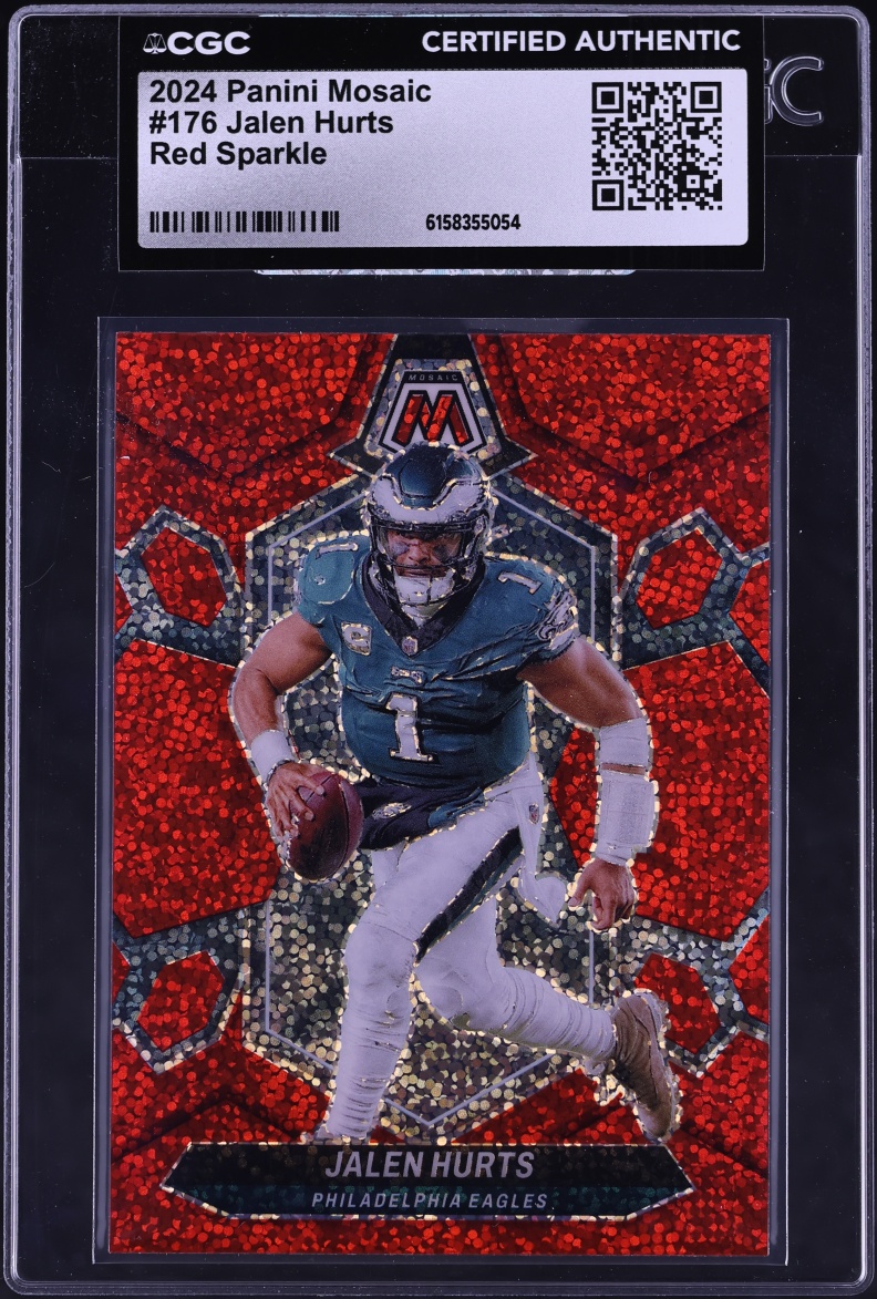 2024 Panini Mosaic Red Sparkle Jalen Hurts #176 CGC AUTH