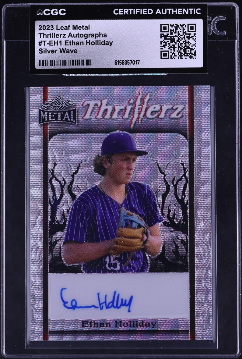 2023 Leaf Metal Thrillerz Silver Wave Ethan Holliday ROOKIE AUTO #T-EH1 CGC AUTH