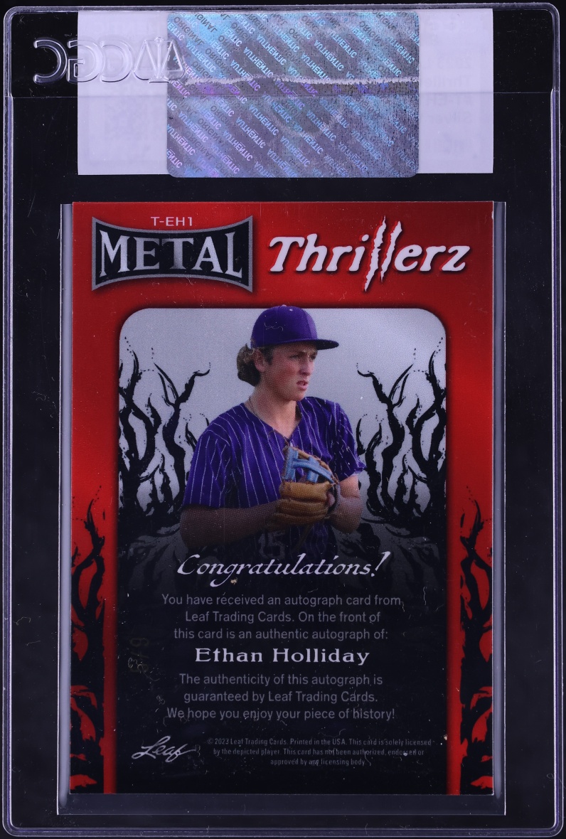 2023 Leaf Metal Thrillerz Silver Wave Ethan Holliday ROOKIE AUTO #T-EH1 CGC AUTH