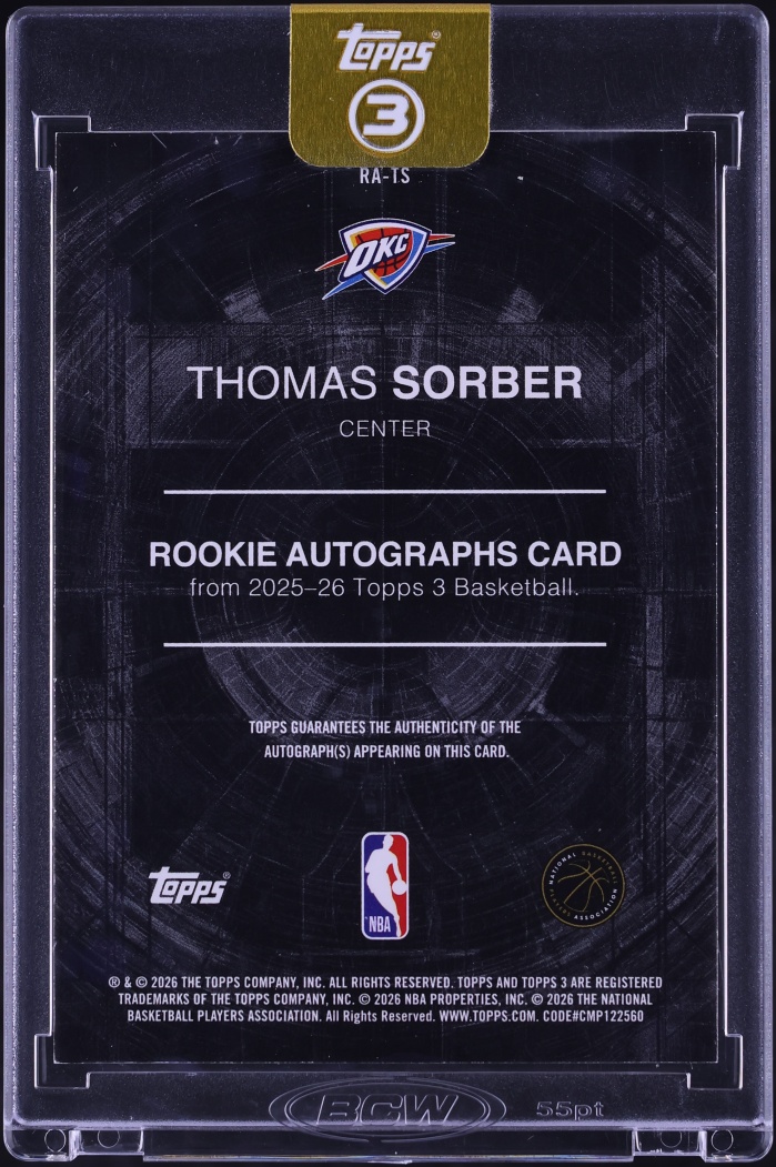 2025 Topps Three Thomas Sorber ROOKIE AUTO /49 #RA-TS