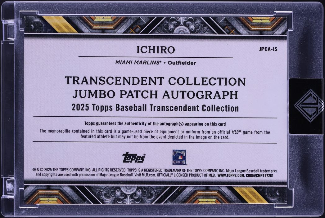 2025 Topps Transcendent Collection Jumbo Ichiro PATCH AUTO /5 #JPCA-IS