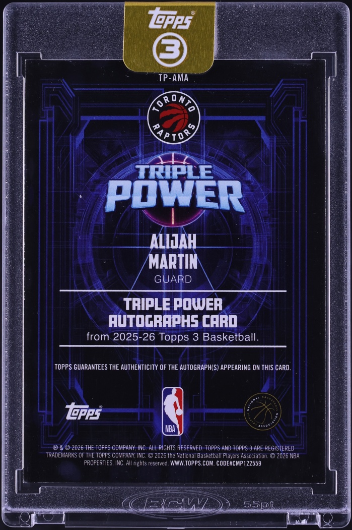 2025 Topps Transcendent Collection Triple Power Gold Alijah Martin ROOKIE AUTO /10 #TP-AMA
