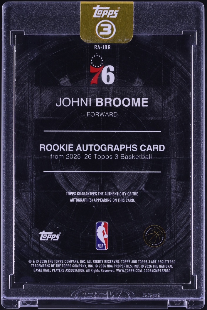 2025 Topps Transcendent Collection Blue Johni Broome ROOKIE AUTO 1/15 #RA-JBR