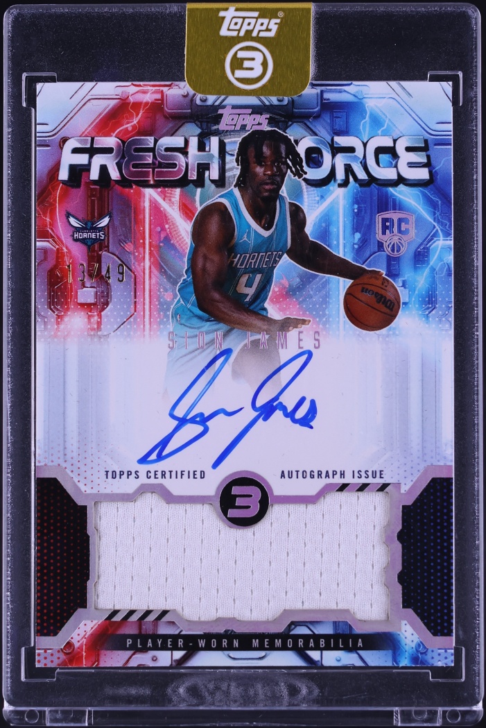 2025 Topps Three Fresh Force Sion James ROOKIE PATCH AUTO /49 #FFR-SJ