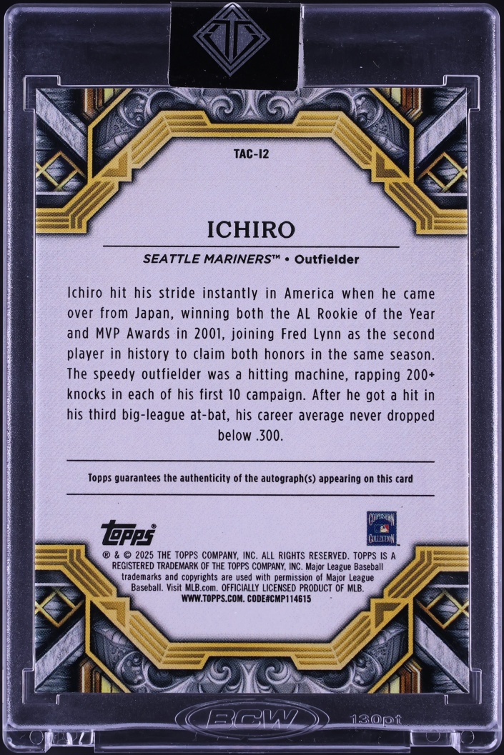 2025 Topps Transcendent Collection Blue Ichiro AUTO /10 #TAC-I2