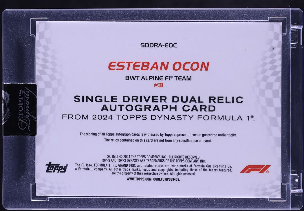 2024 Topps Dynasty Formula 1 F1 Dual Red Esteban Ocon PATCH AUTO 1/5 #SDDRA-EOC