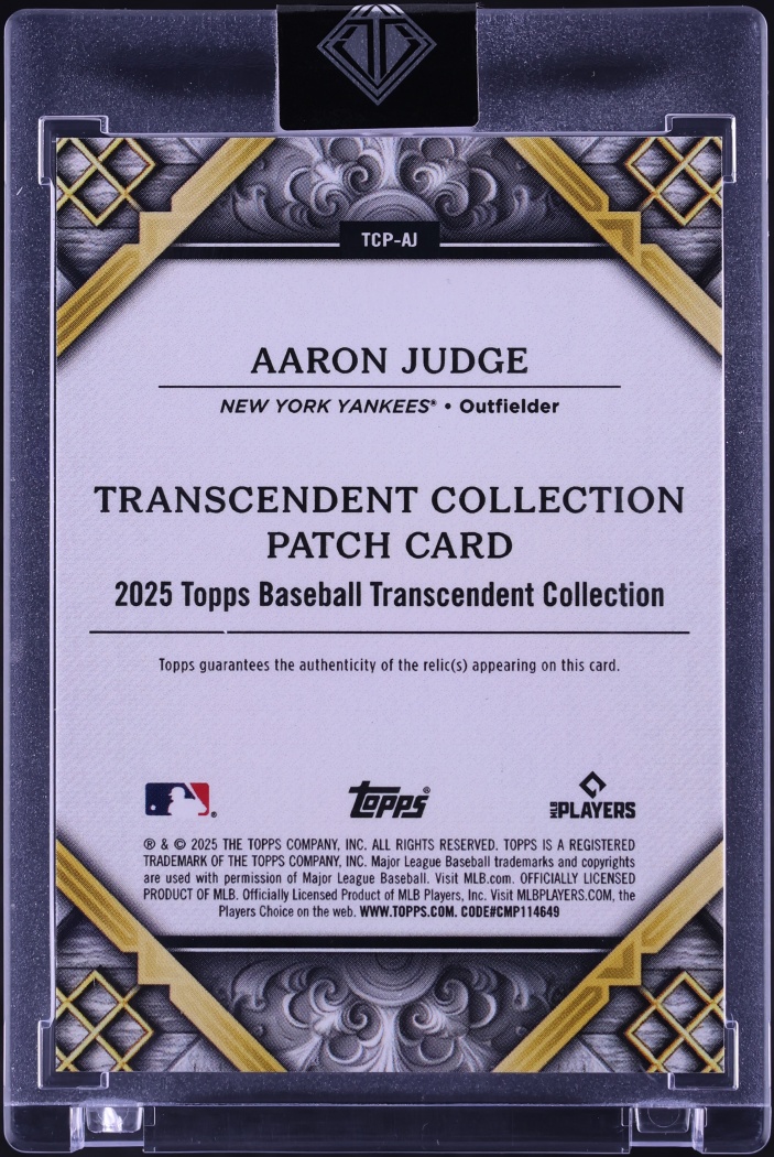 2025 Topps Transcendent Collection Aaron Judge PATCH 1/10 #TCP-AJ