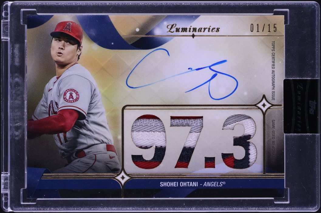 2023 Topps Luminaries Masters Of The Mound Blue Shohei Ohtani PATCH AUTO 1/15 #MOMAP-SO