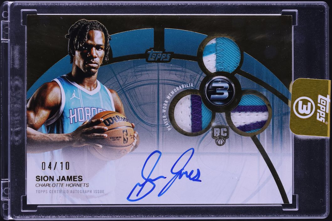 2025 Topps Three Gold Sion James ROOKIE PATCH AUTO /10 #RPH-SJ