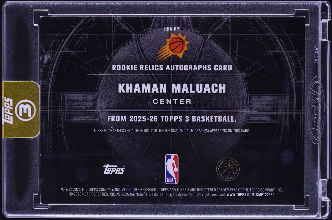 2025 Topps Three Gold Khaman Maluach ROOKIE PATCH AUTO /10 #RRA-KM