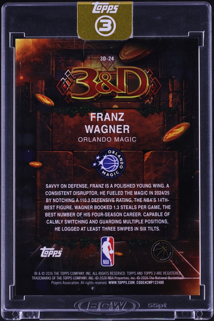 2025 Topps Three 3 & D Franz Wagner /15 #3D-24