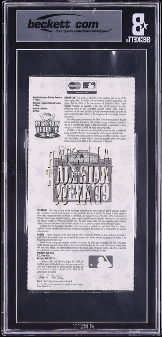 1999 MLB All-Star Workout Ticket Stub Ken Griffey Jr. 3rd HR Derby Championship AUTO BGS 5 EX